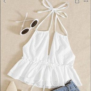 White Halter crop top